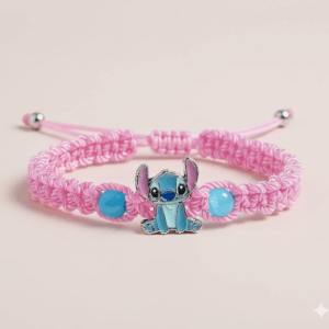 Stitch armbandje in roze en blauw