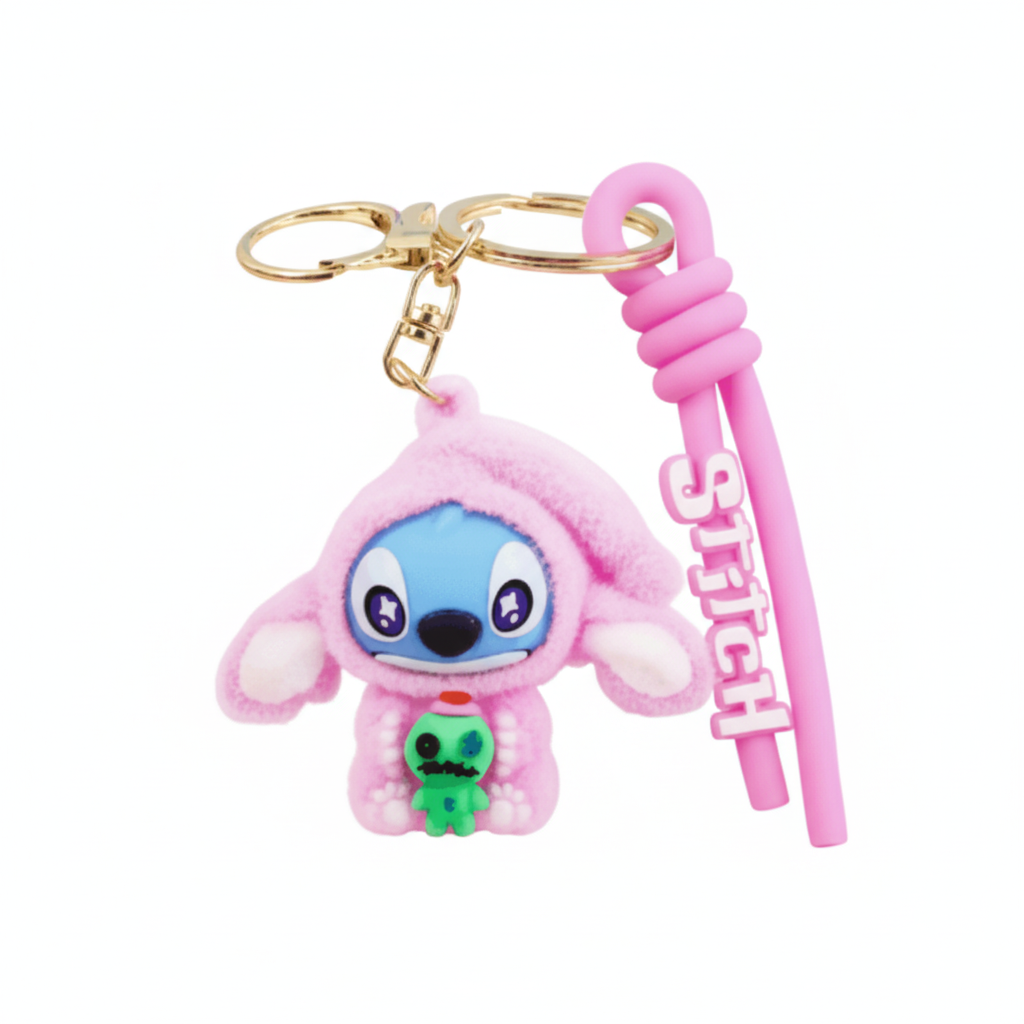 Sleutelhanger Stitch Labubu roze