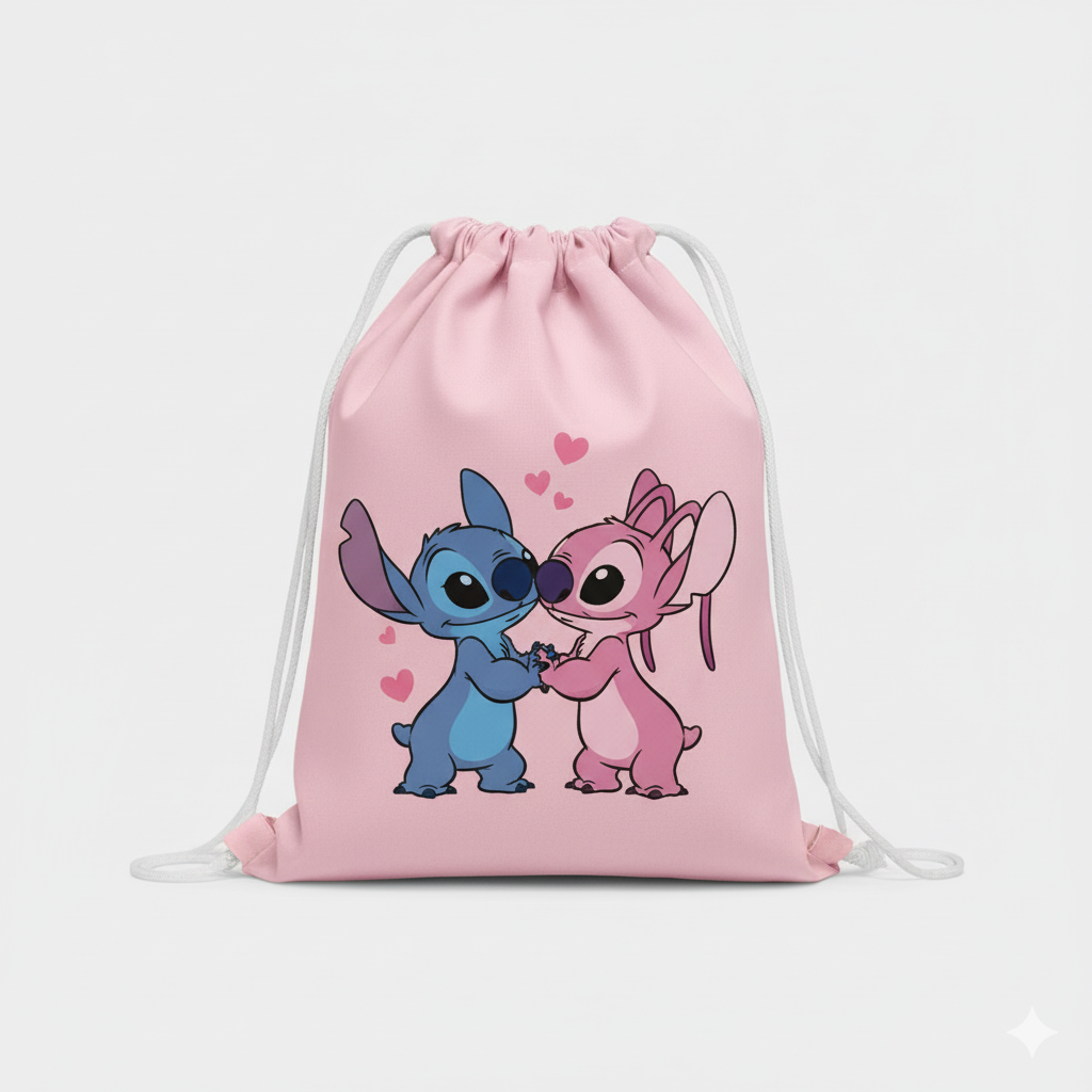 Stitch en Angel gymtas roze