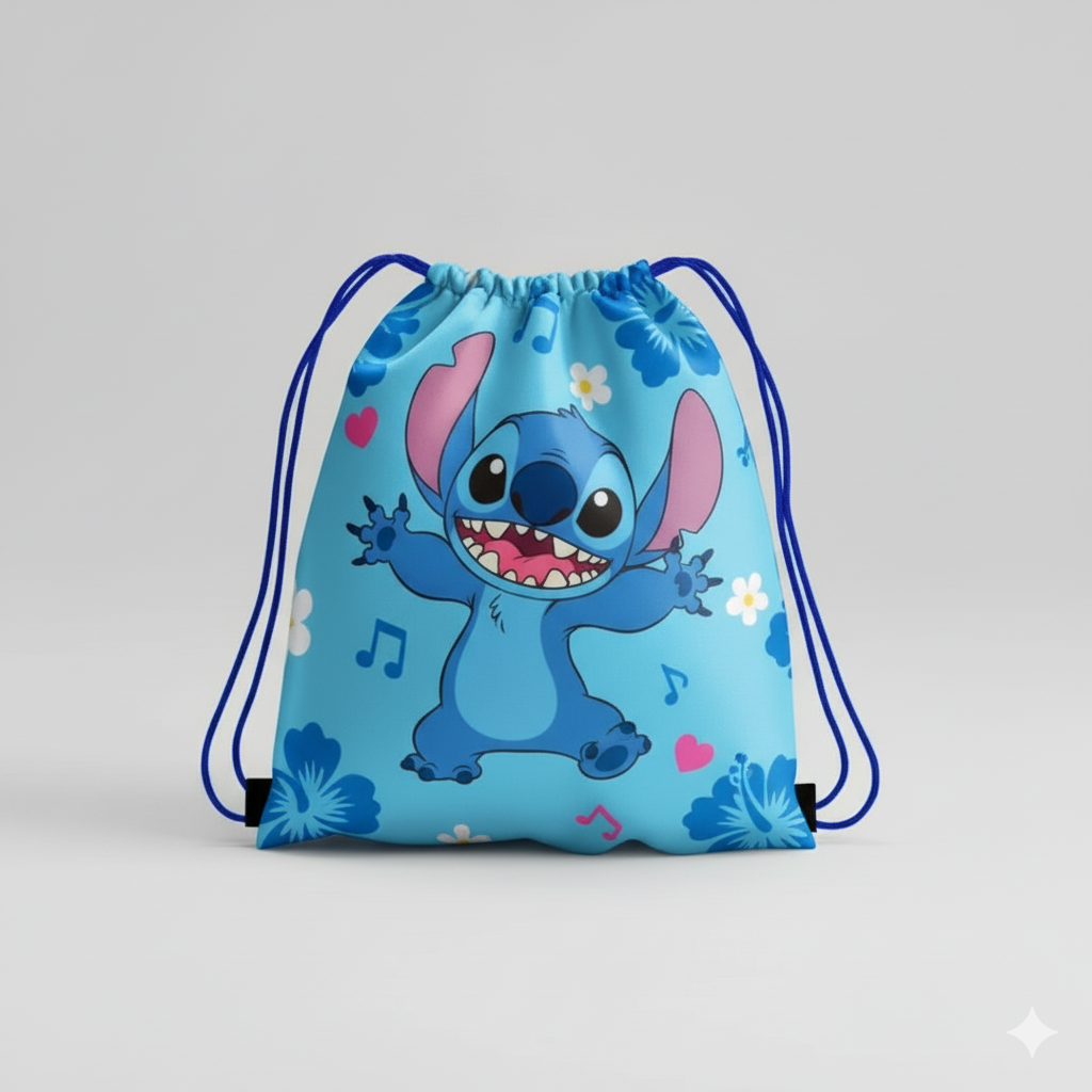 Stitch gymtas blauw