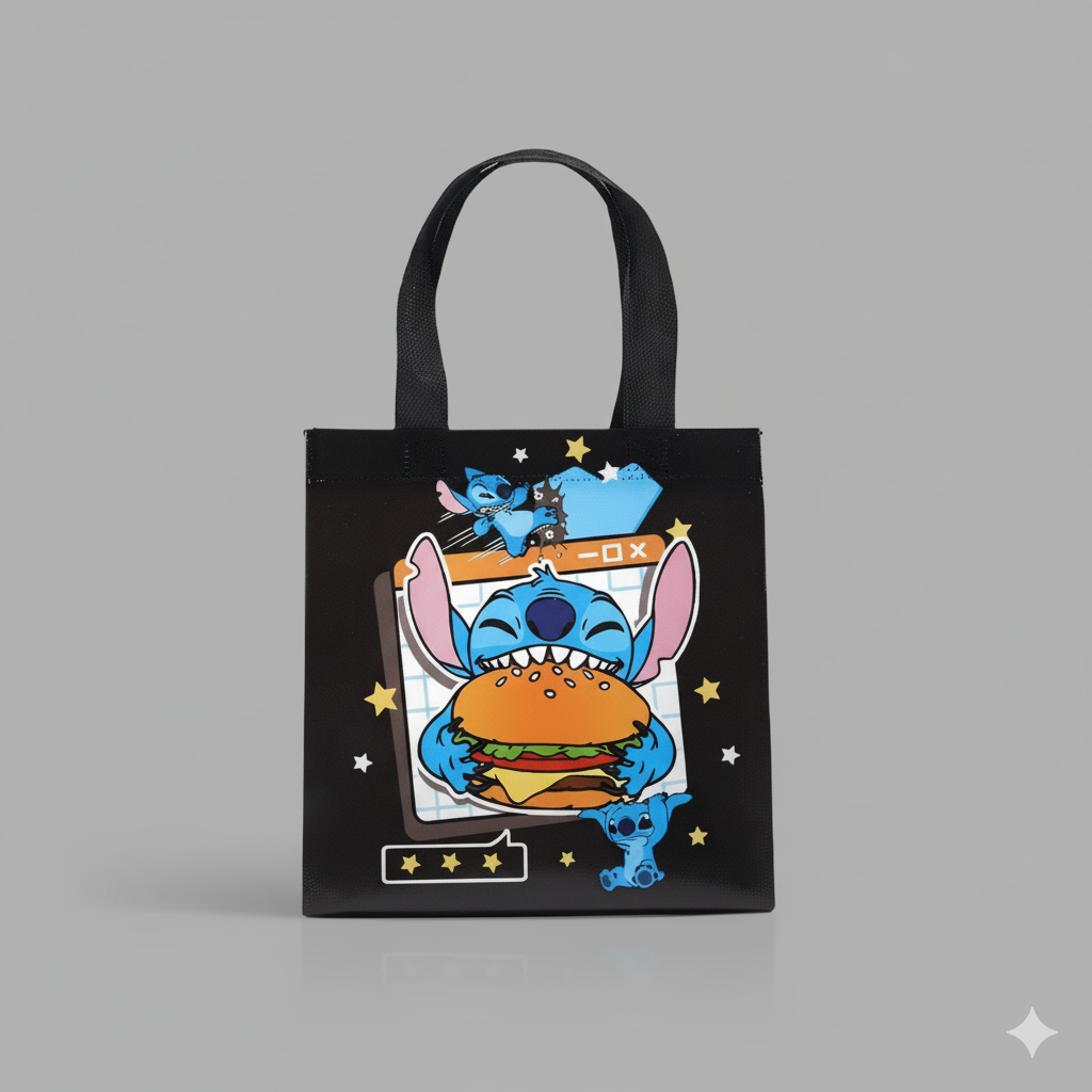 Stitch mini shopper zwart